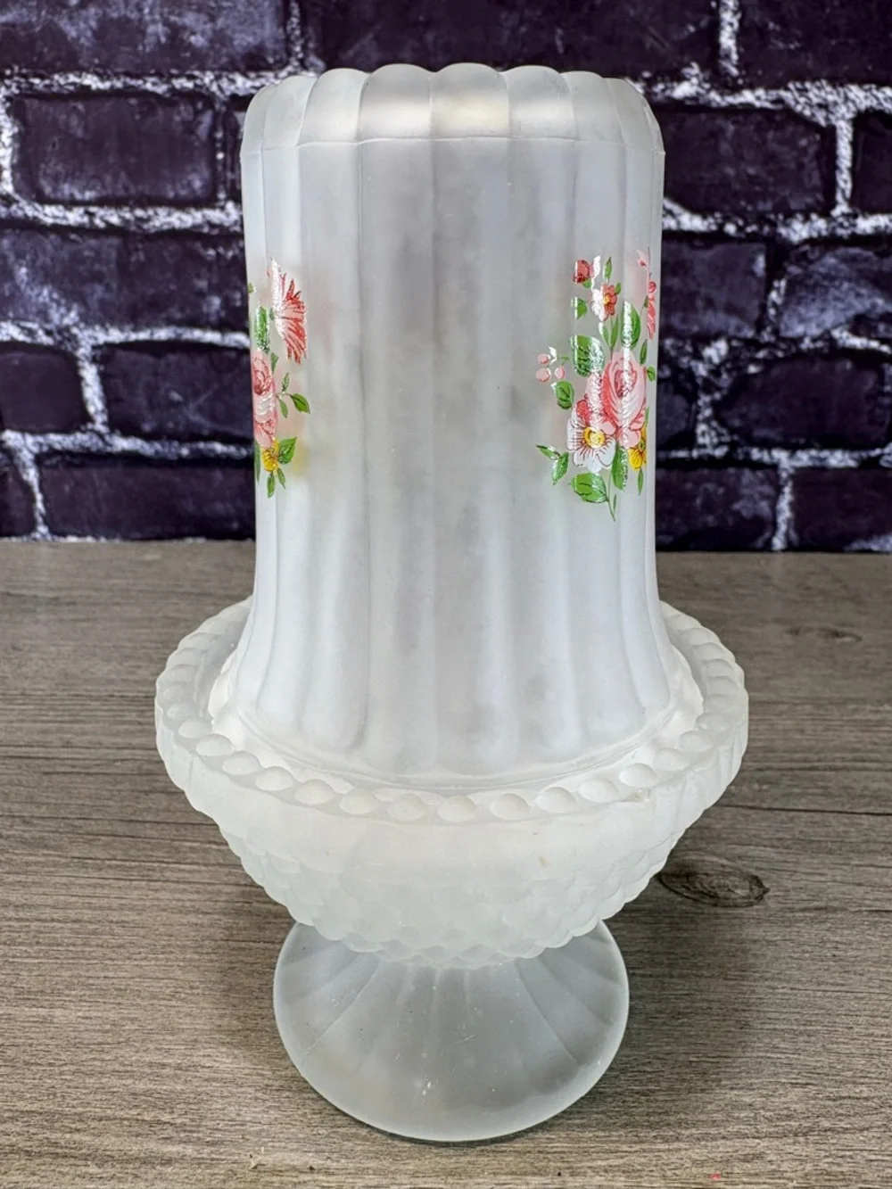 Fairy Courting Lamp White Floral Frosted Glass Candle Lamp - Picture 4 of 10